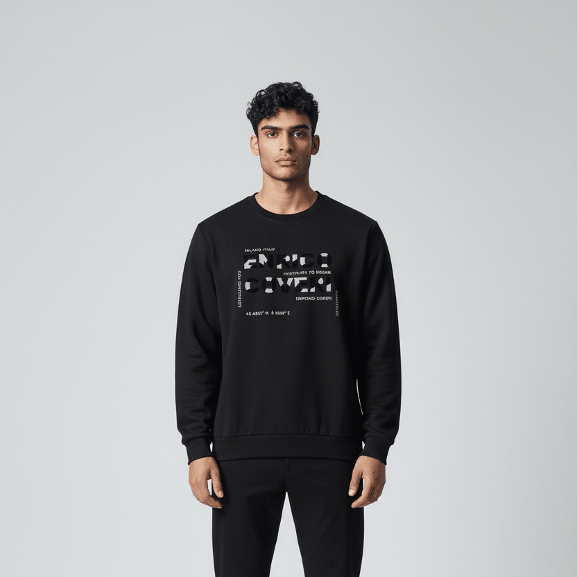 Black Enrico Coveri men's sweater featuring a classic knit design and a comfortable fit.
