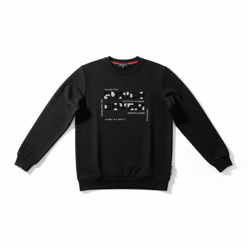 Black men's sweater by Enrico Coveri, featuring a classic knit design and comfortable fit.