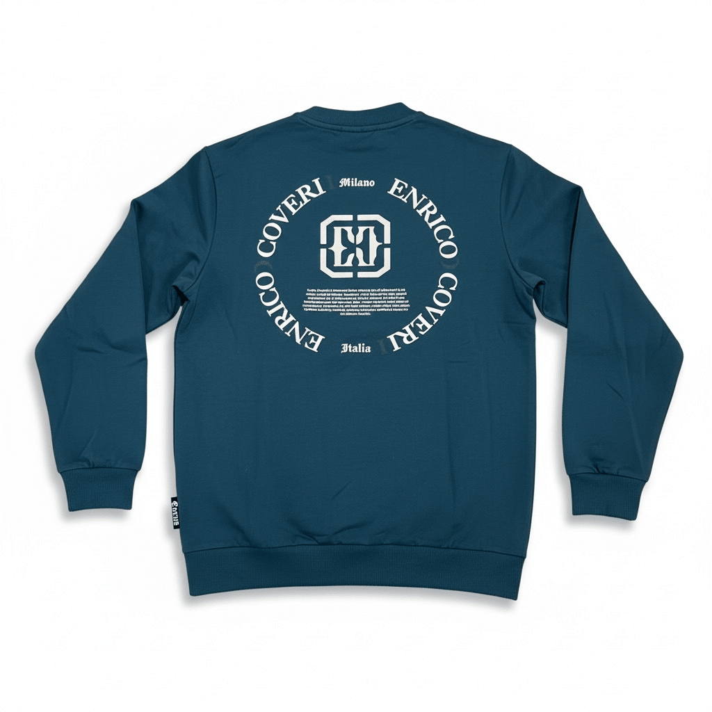 Enrico Coveri men's sweater in petrol blue, featuring a comfortable knit design and classic fit.