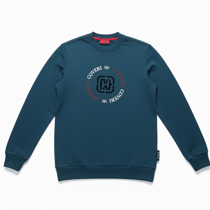Enrico Coveri men's sweater in petrol color, stylish knit with a crew neck and fitted design, perfect for casual wear.