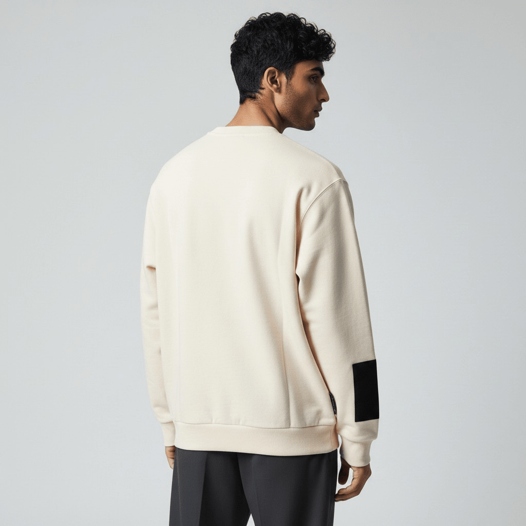 Cream Enrico Coveri men's sweater size 38, soft knit fabric with ribbed cuffs and neckline, stylish and comfortable for casual wear.