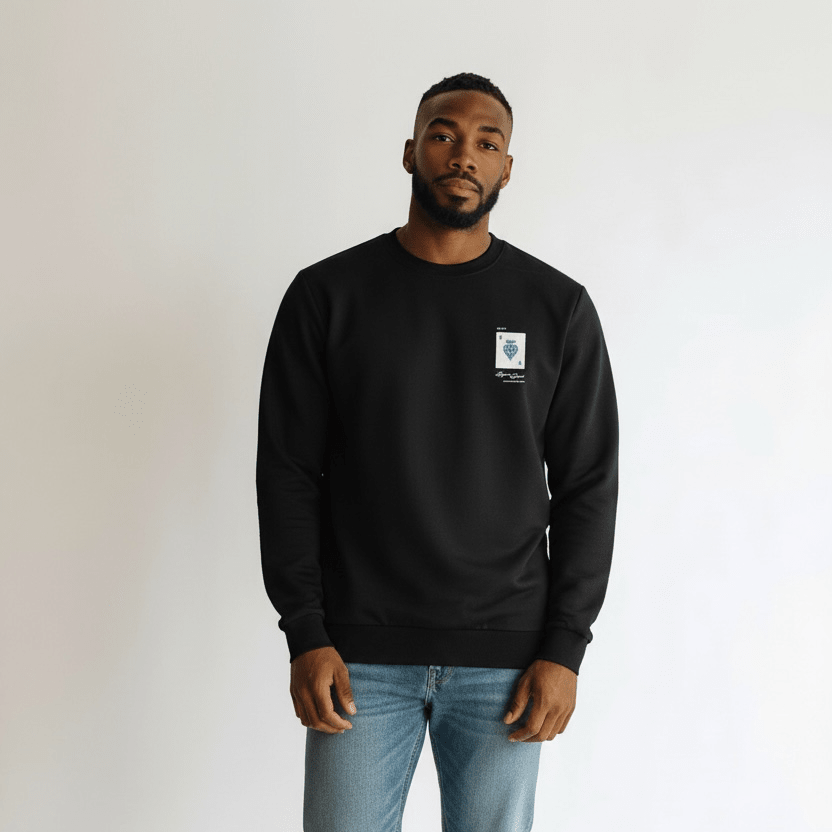 Black Enrico Coveri men's sweater with a fitted design, featuring a crew neckline and subtle branding details.