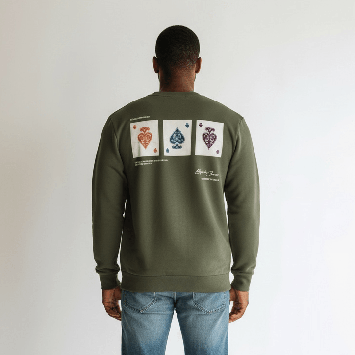 Green Enrico Coveri men's sweater with a classic crew neck and textured knit fabric, displayed on a neutral background.