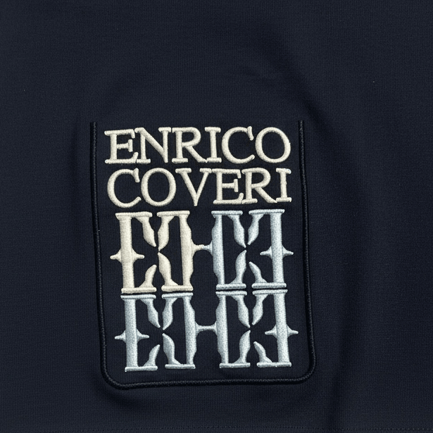 Dark navy Enrico Coveri men's sweater, size 46, with a cozy knit design and subtle branding details.