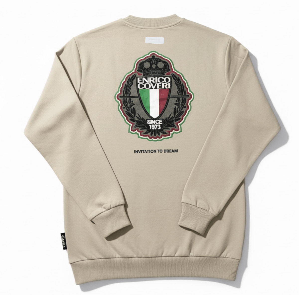Mens khaki sweater by Enrico Coveri featuring a classic knit design and fitted style.