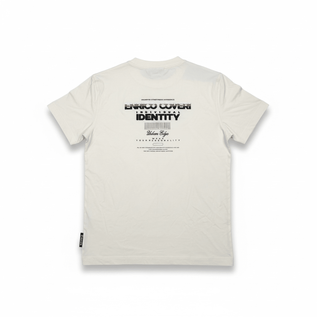 Cream Enrico Coveri men's T-shirt with a simple crew neck and subtle logo detail, casual and stylish for everyday wear.