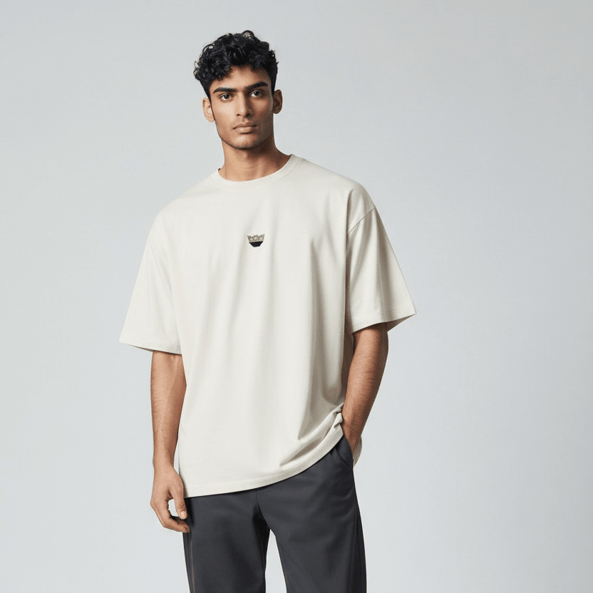Cream Enrico Coveri men's T-shirt with a classic fit and subtle branding, shown on a plain background.