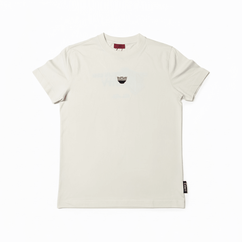 Cream Enrico Coveri men's T-shirt with subtle logo detail, casual fit, and soft fabric for everyday wear.