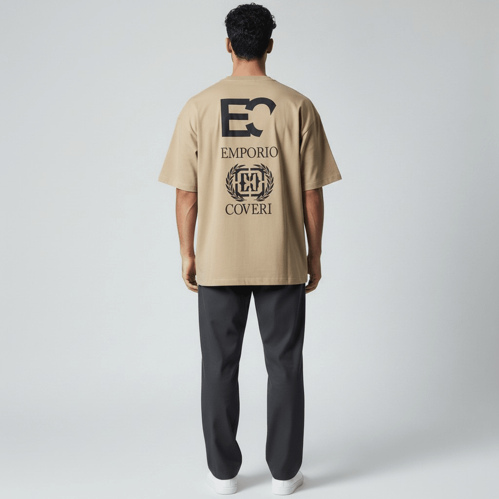 Men's Enrico Coveri Tee 143 in khaki, casual short-sleeve T-shirt with logo detail, comfortable for everyday wear