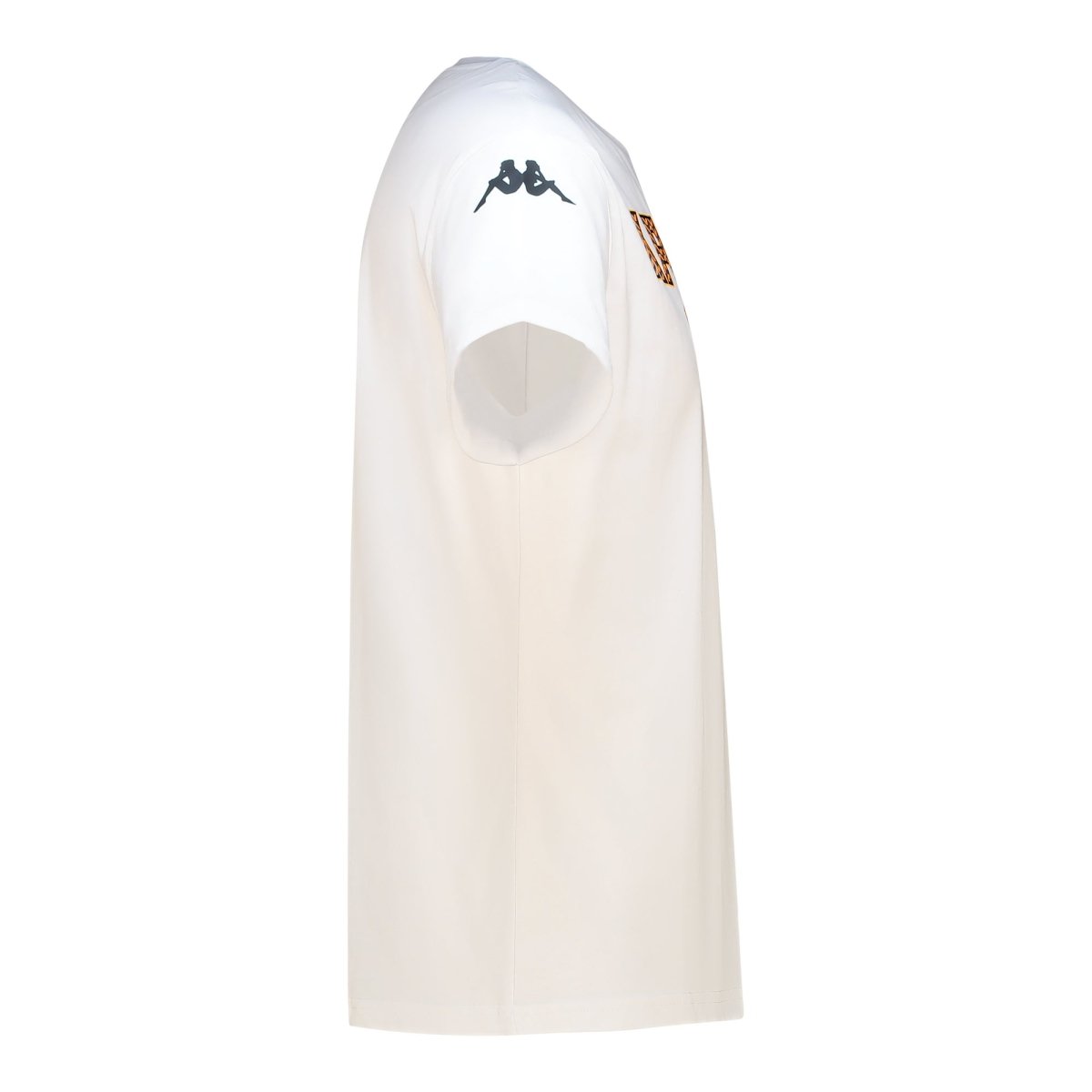 White Kappa Amerit men's T-shirt with short sleeves and crew neck, displayed on a plain background.