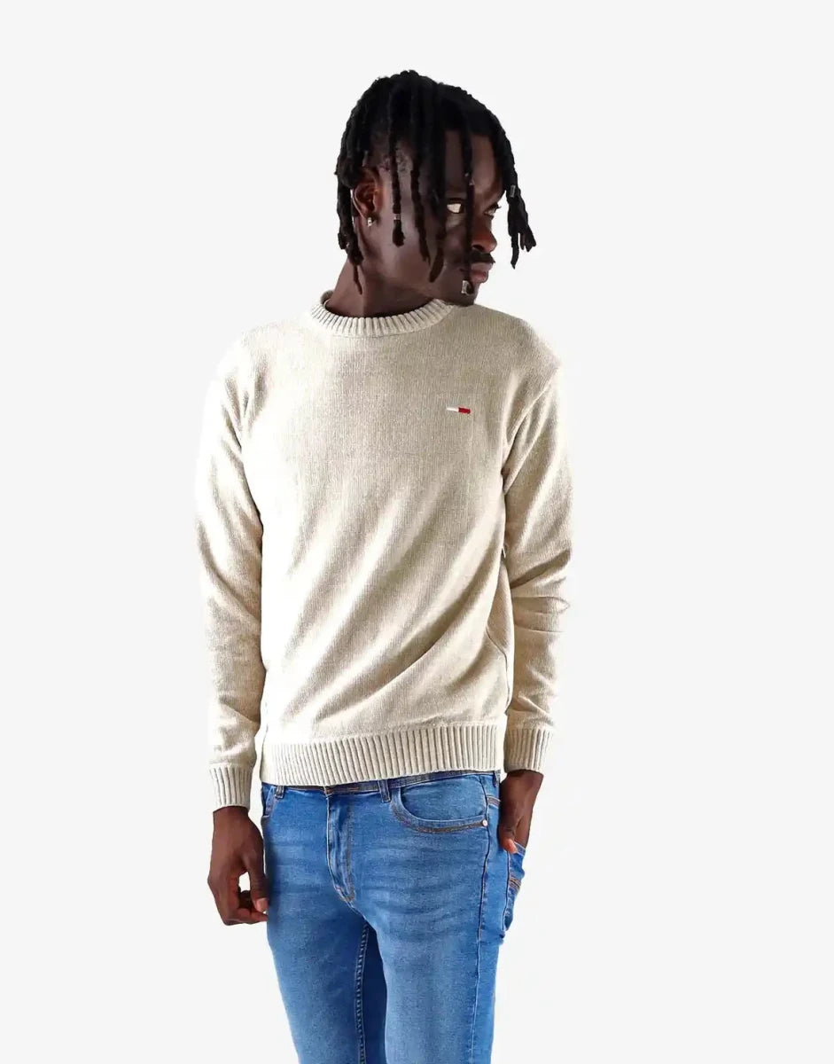 Klevas men's knitwear sweater in stone color, featuring a cozy knit design and classic fit, suitable for casual wear.