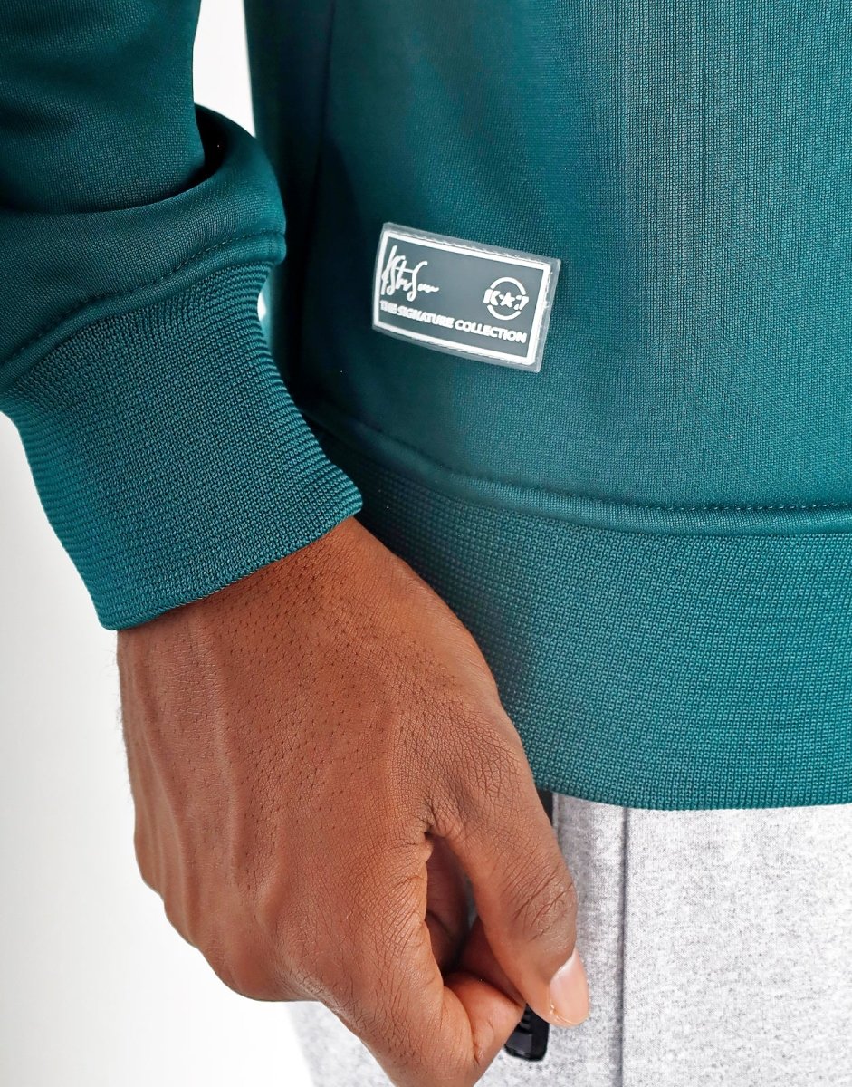 Men's Klevas Foska pullover in vibrant emerald green, showcasing a cozy knit sweater with a classic crew neck design.