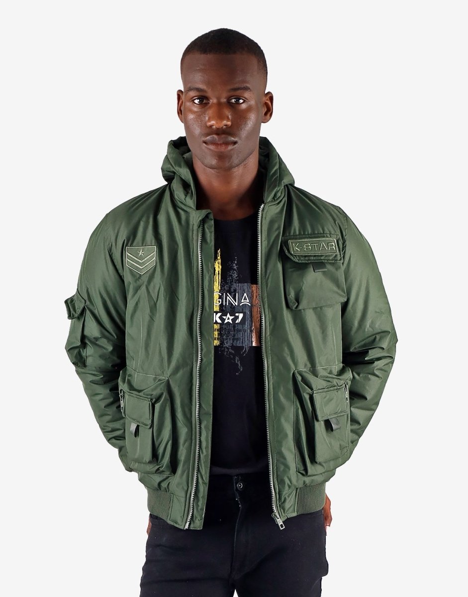 Men's Klevas Union Jacket in olive green, stylish and durable with a full front zipper and adjustable hood.