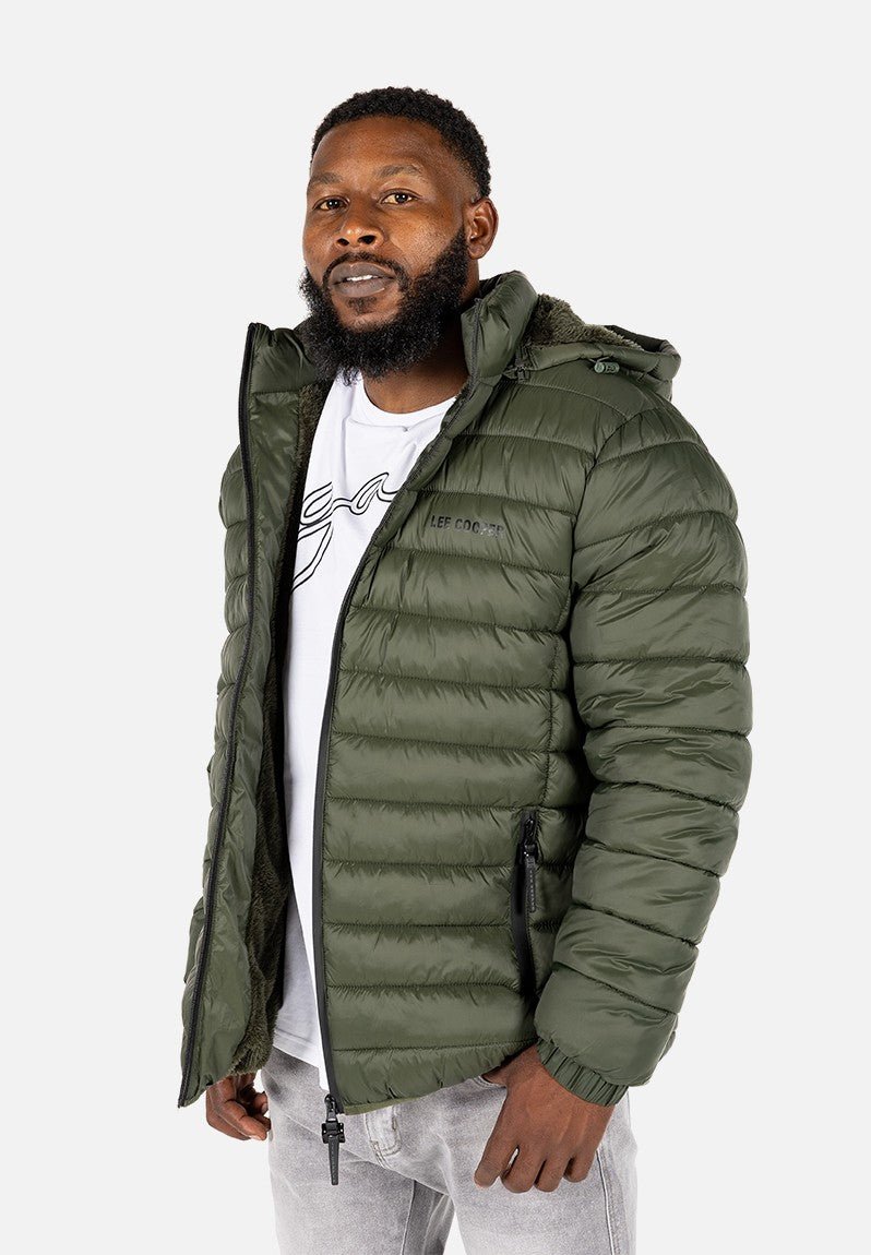 Lee Cooper Billy Puffer Jacket Olive - Shazem - MENS JACKETS - LEE COOPER