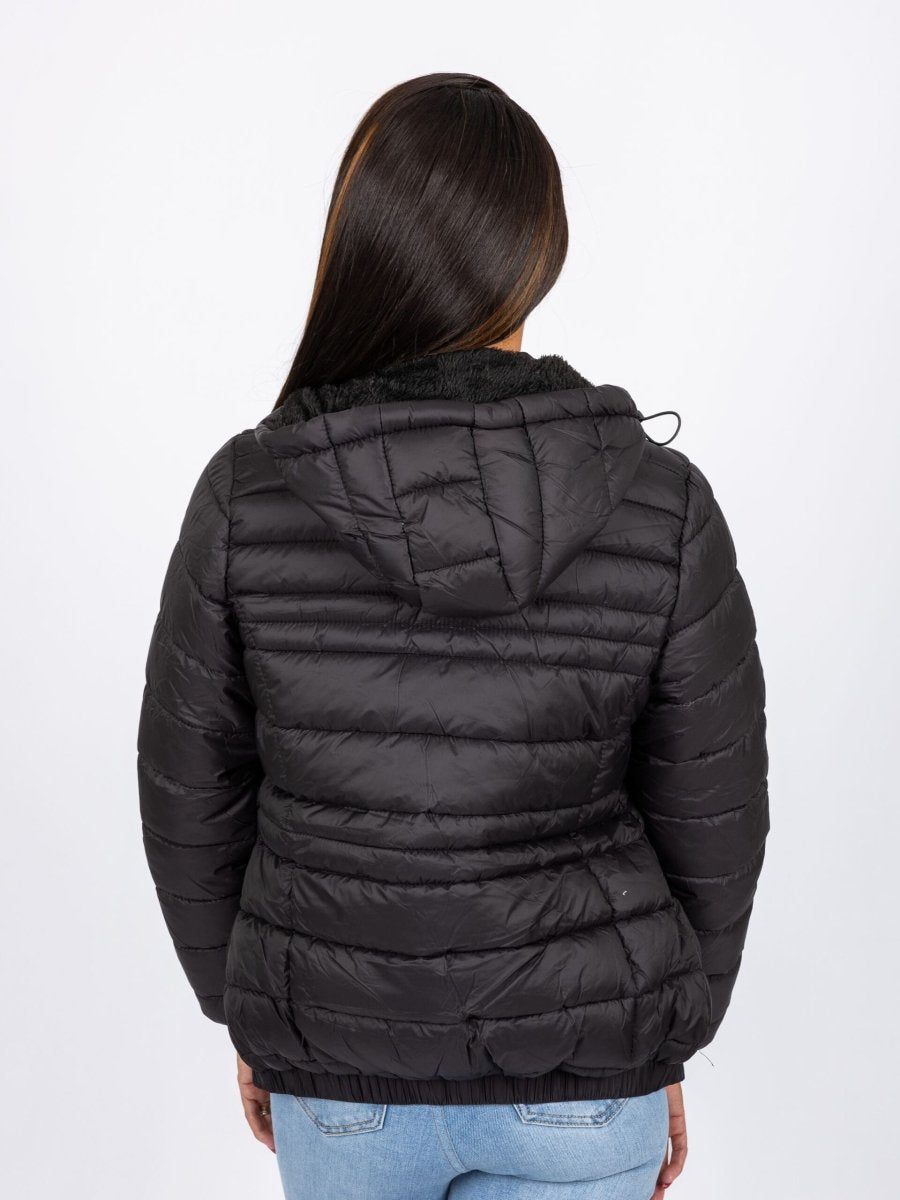 Lee Cooper Clara Puffer Jacket Black - Shazem - WOMENS JACKETS - LEE COOPER