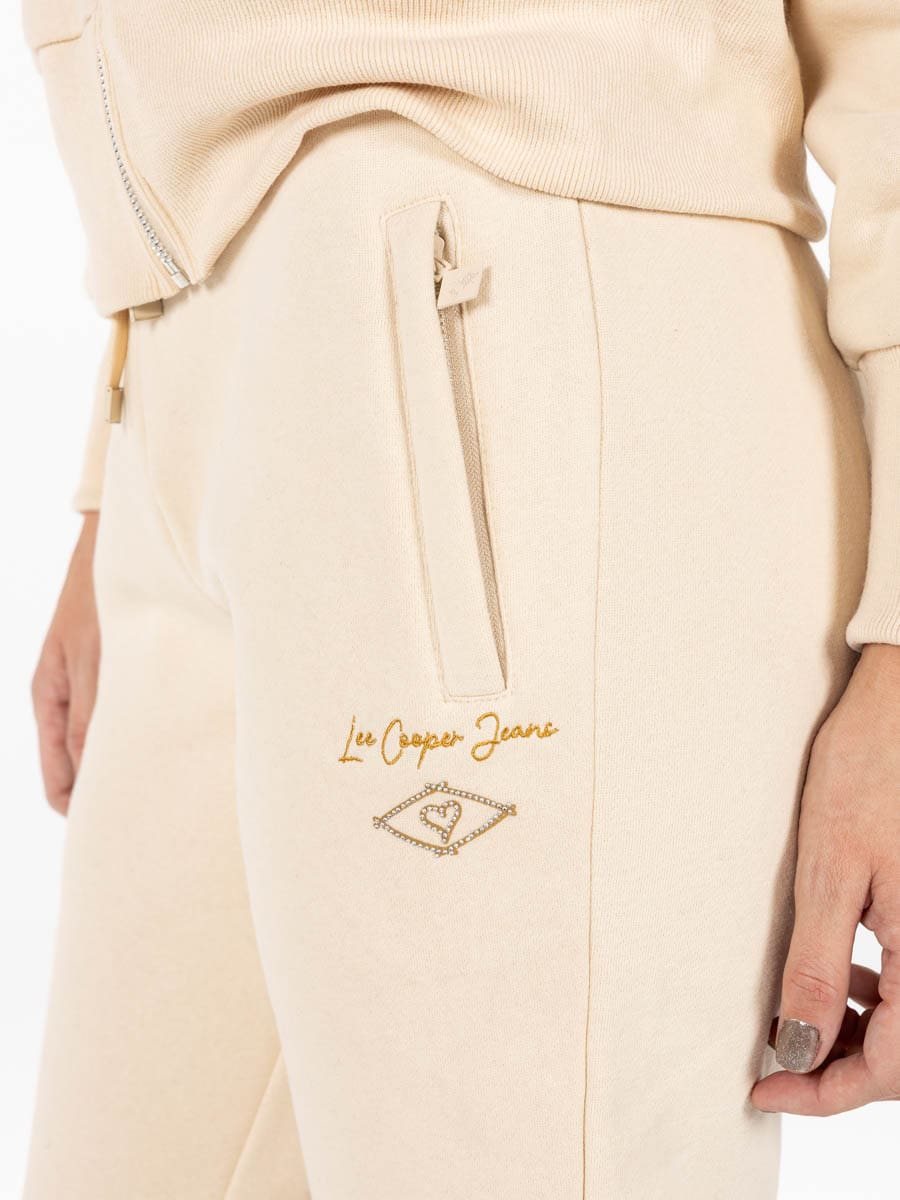 Lee Cooper Francoise Fleece Pants Cream - Shazem - WOMENS TRACK PANTS - LEE COOPER