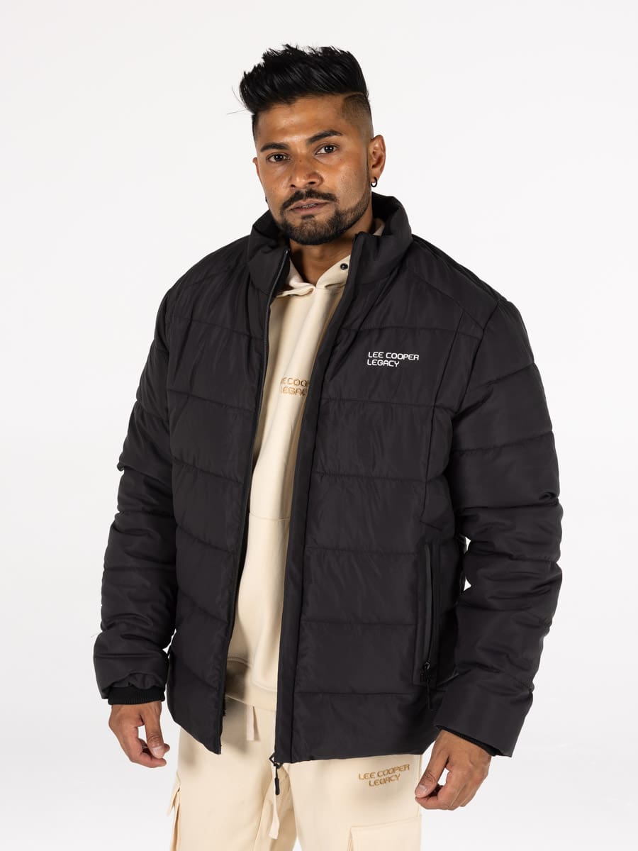 Lee Cooper Noam Puffer Jacket Black - Shazem - MENS JACKETS - LEE COOPER