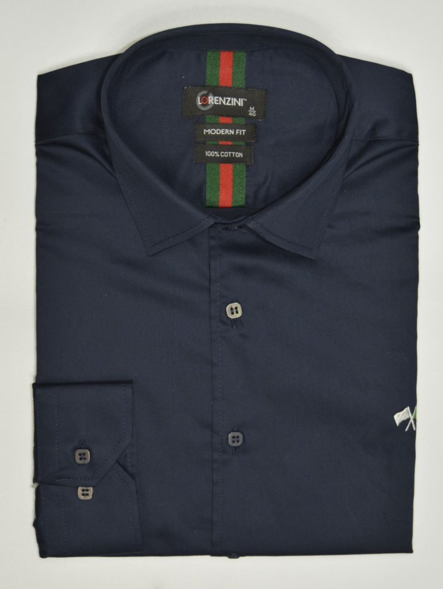 Lorenzini men's navy shirt, GL96/181 style, featuring a classic collar and button-front design, made from comfortable fabric.