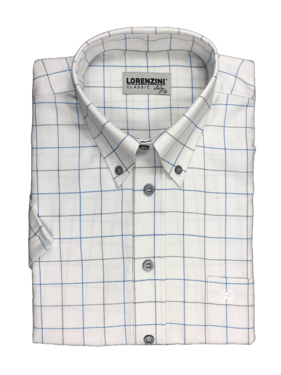 Lorenzini LS50/99 White - Blue - Shazem - MENS SHIRTS - LORENZINI