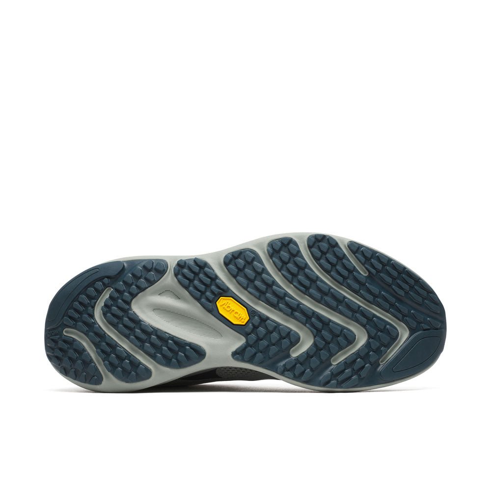 Mens Merrell Promorph Angelite sneakers in grey with white soles and breathable mesh uppers, designed for comfort and style.