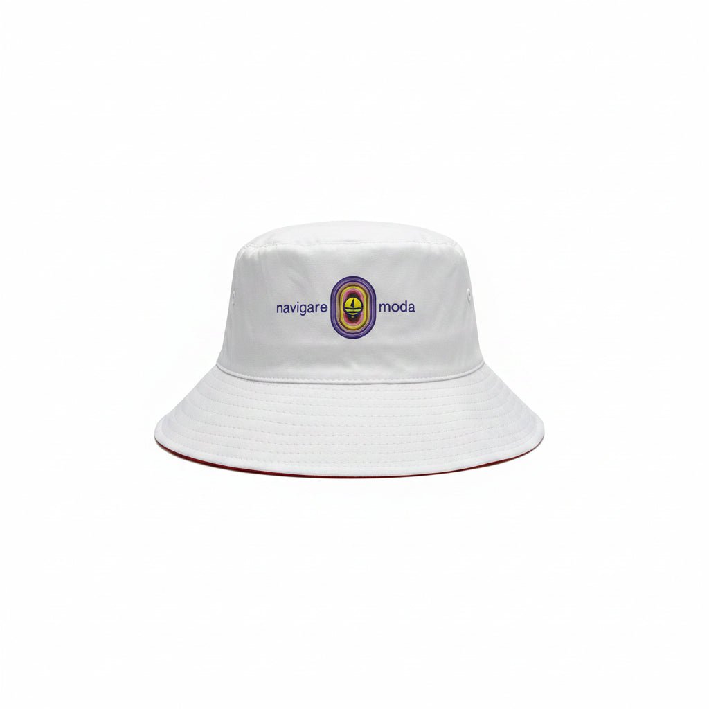 Mens white Navigare Floppy Moda headwear with wide brim and woven design, perfect for sun protection and stylish casual wear.
