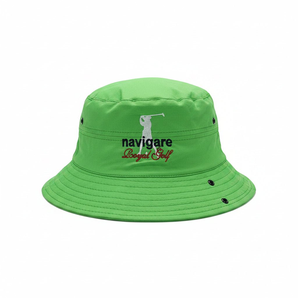 Navigare Floppy Royal Golfer Lime men's headwear, wide-brim sun hat with navy and lime colors, lightweight and stylish for outdoor wear.