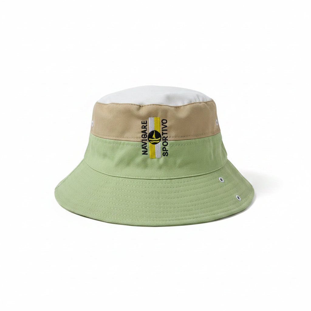 Navigare Floppy Sportivo 3 Tone YTL men's headwear in beige, brown, and green with a wide brim and casual style.