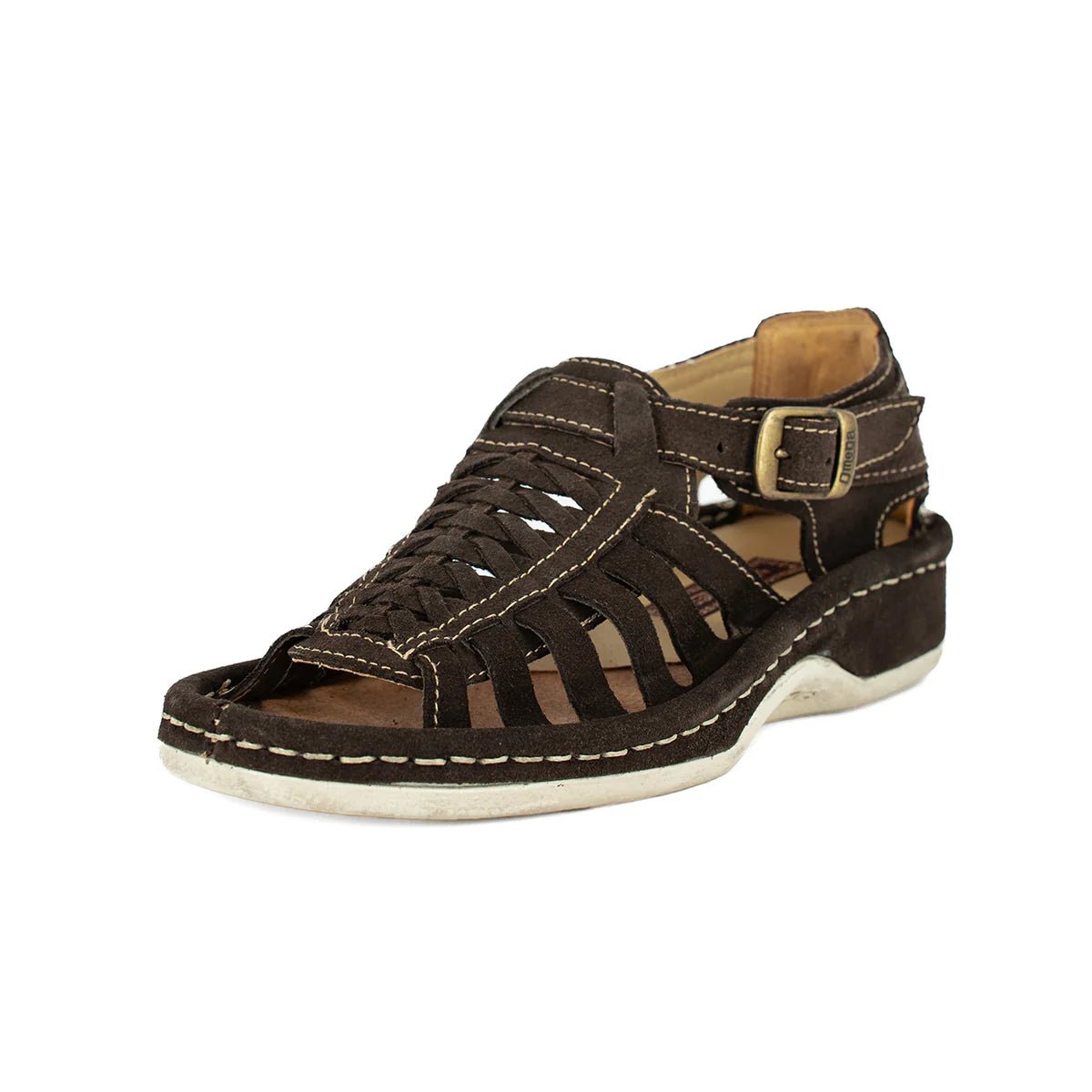 Omega Kgosi men's sandals in chocolate Madrid suede, stylish open-toe footwear with comfortable suede straps.
