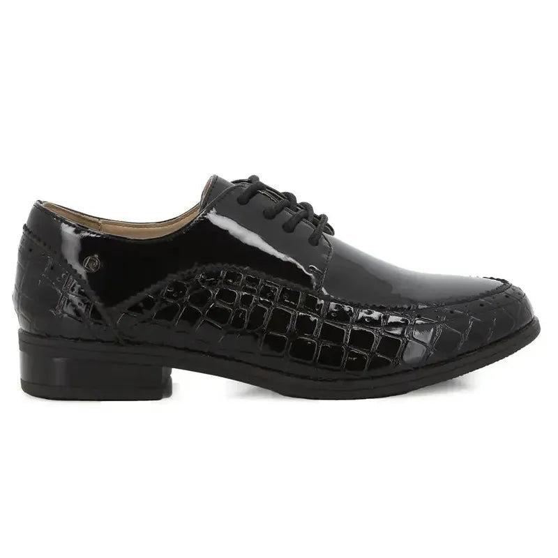 Pierre Cardin 01434 black patent women's casual footwear with sleek, shiny patent finish and comfortable slip-on style.