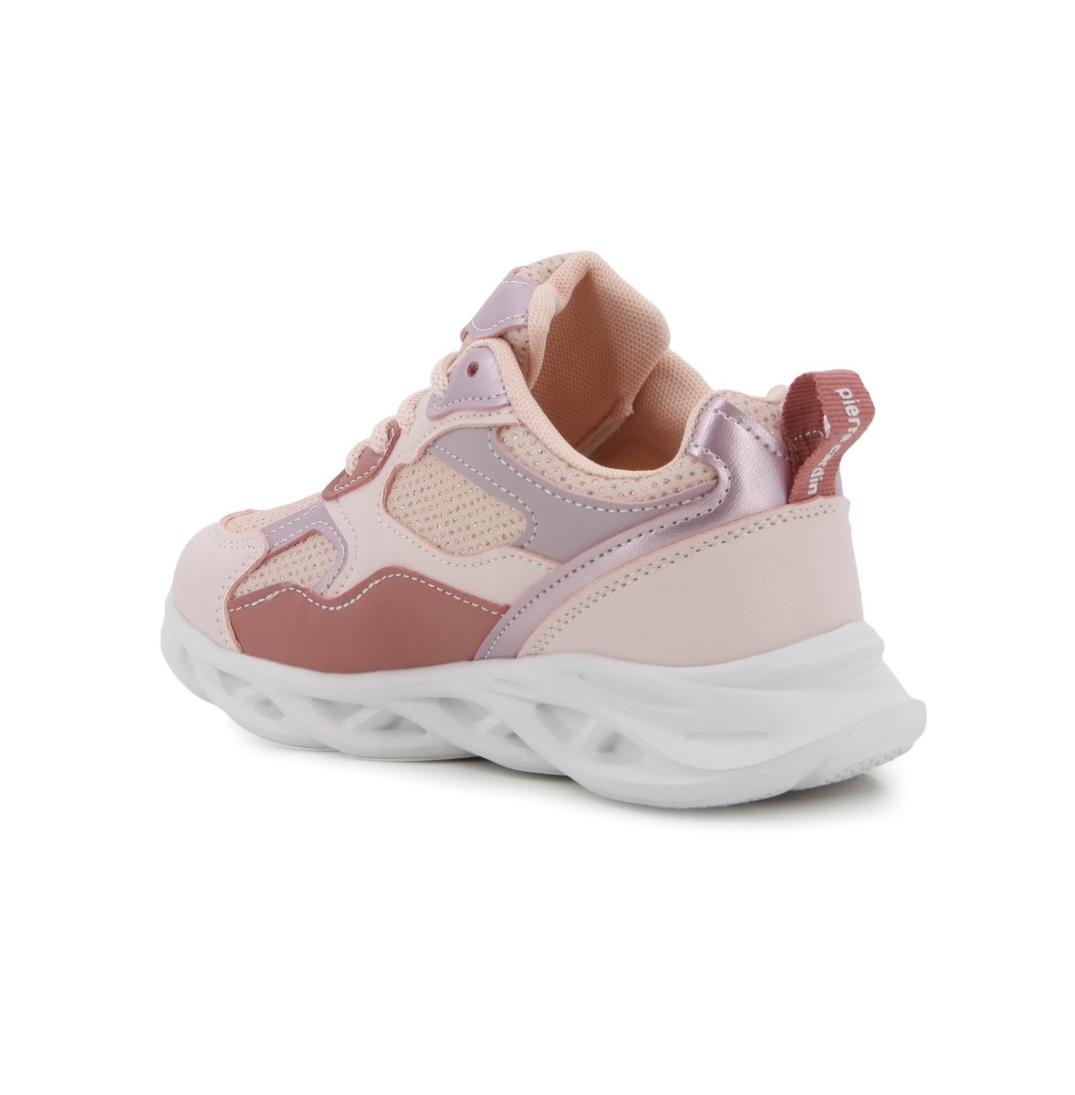 Pink multi Pierre Cardin Kids Phoenix 2 lace-up sneakers with stylish design and white soles, perfect for young children.