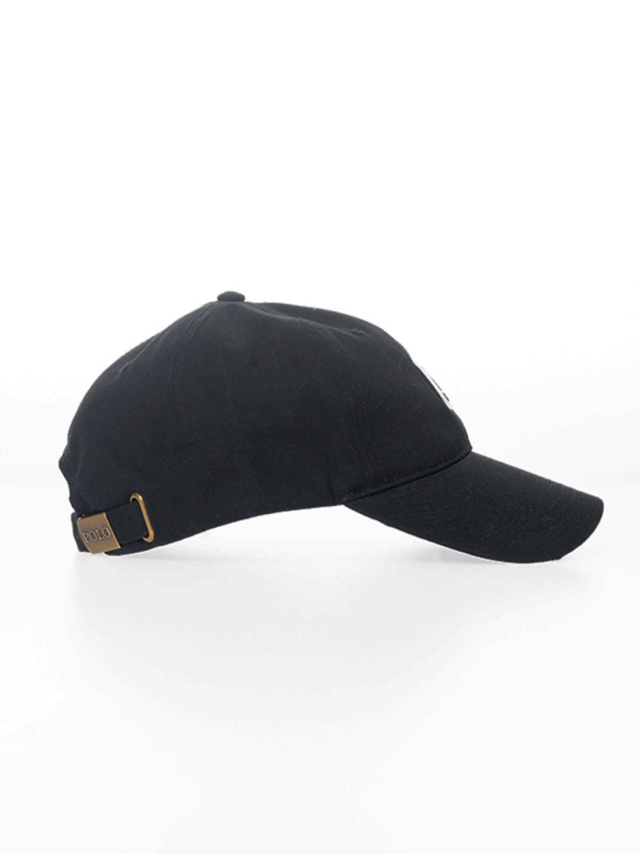 Polo 6 Panel Badge Peak Black - Shazem - MENS HEADWEAR - POLO