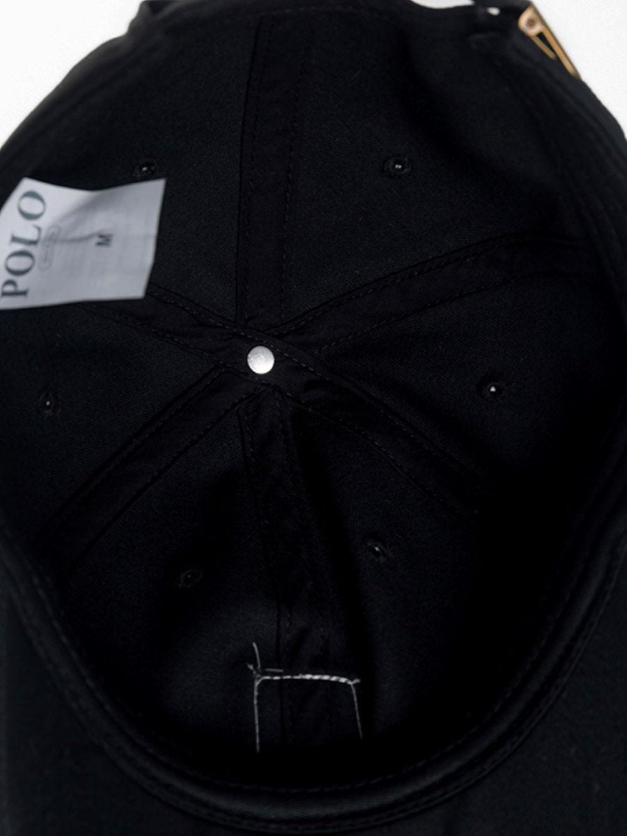 Polo 6 Panel Badge Peak Black - Shazem - MENS HEADWEAR - POLO