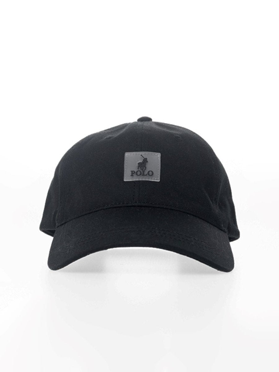 Polo 6 Panel Badge Peak Black - Shazem - MENS HEADWEAR - POLO