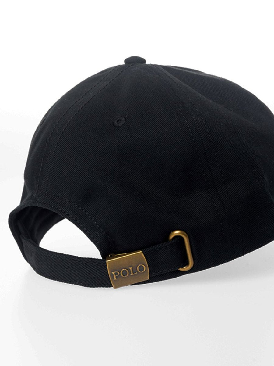 Polo 6 Panel Badge Peak Black - Shazem - MENS HEADWEAR - POLO
