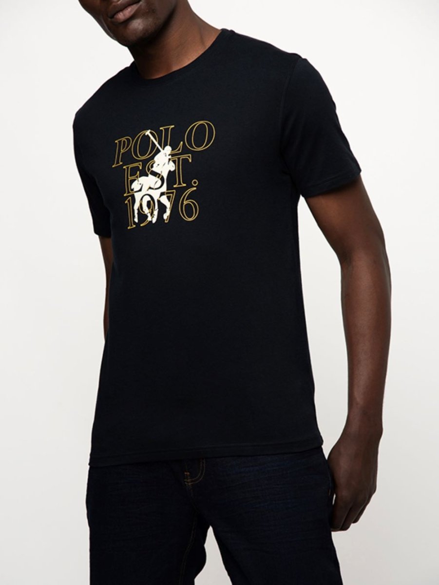 Polo Brock Logo Print Tee Black - Shazem - MENS T - SHIRTS - POLO