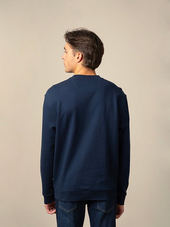 Polo Brushed Crest Embroidered Sweater Navy - Shazem - MENS SWEATER - POLO