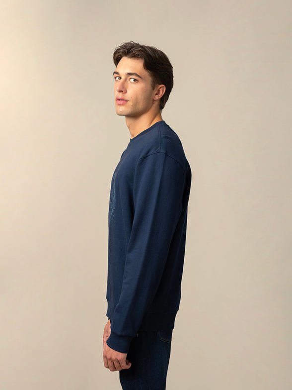 Polo Brushed Crest Embroidered Sweater Navy - Shazem - MENS SWEATER - POLO