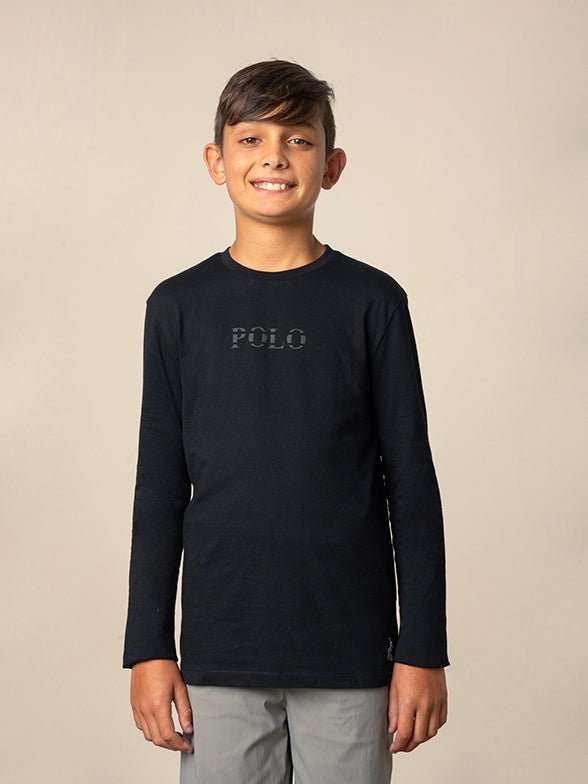 Polo David Printed Tee Black - Shazem - KIDS T - SHIRTS - POLO