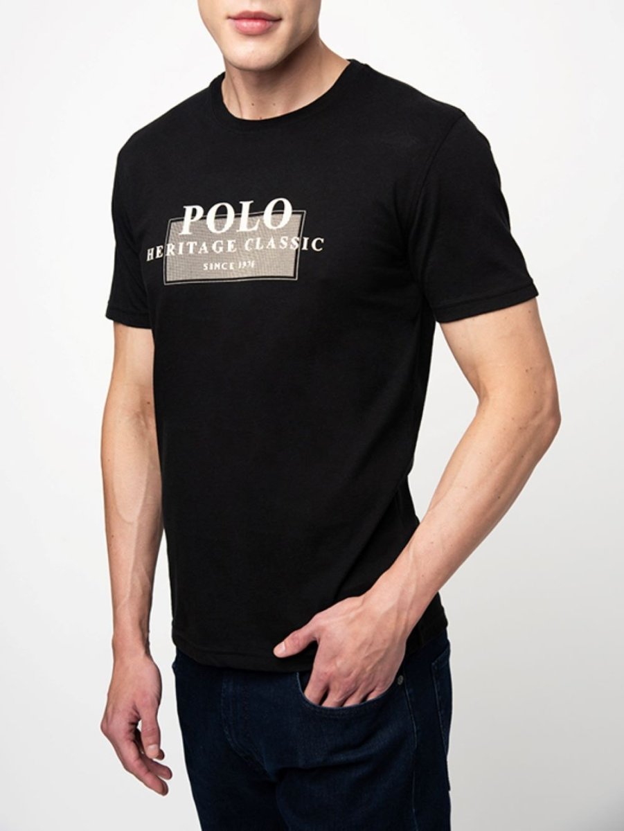 Polo Elliot Printed Graphic Tee Black - Shazem - MENS T - SHIRTS - POLO