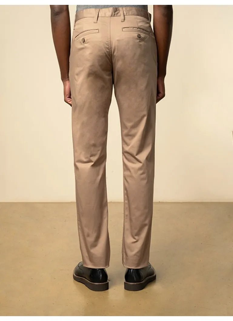 Men's Polo Essential straight leg chino in taupe, casual fit, featuring classic design and durable fabric.
