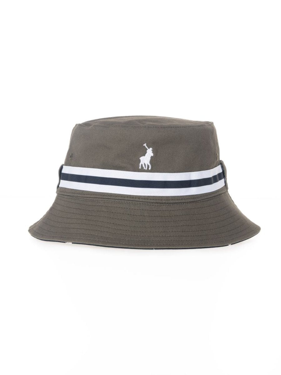 Polo Monogram Reversible Bucket Hat Olive/Navy - Shazem - MENS HEADWEAR - POLO