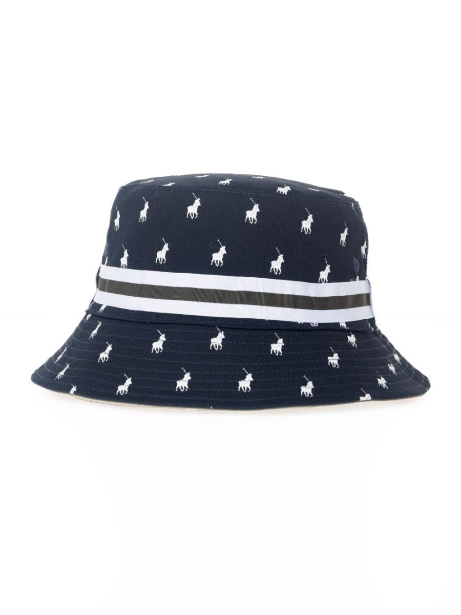Polo Monogram Reversible Bucket Hat Olive/Navy - Shazem - MENS HEADWEAR - POLO