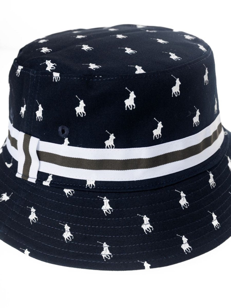 Polo Monogram Reversible Bucket Hat Olive/Navy - Shazem - MENS HEADWEAR - POLO
