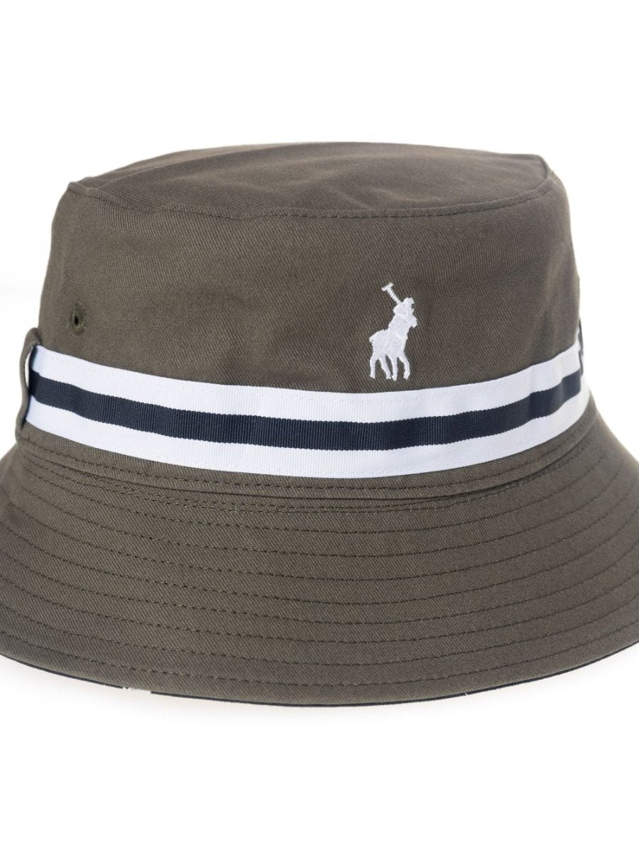 Polo Monogram Reversible Bucket Hat Olive/Navy - Shazem - MENS HEADWEAR - POLO