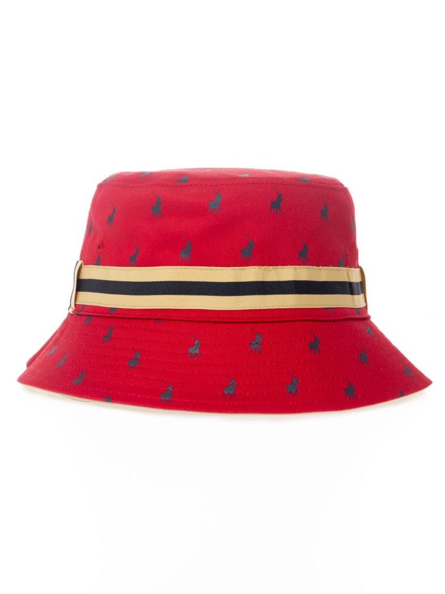 Polo Monogram Reversible Bucket Hat Stone/Red - Shazem - MENS HEADWEAR - POLO
