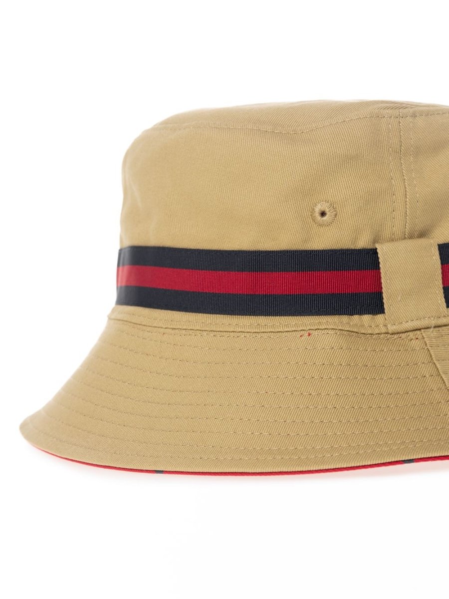 Polo Monogram Reversible Bucket Hat Stone/Red - Shazem - MENS HEADWEAR - POLO