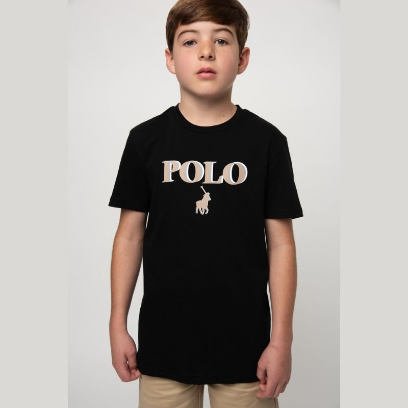 Polo Ted Printed Tee Black - Shazem - KIDS T - SHIRTS - POLO