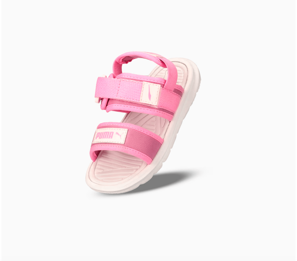 Puma Infants Crony Soft 2.0 Kids Sandals in soft material with adjustable straps, featuring Puma branding and vibrant design.