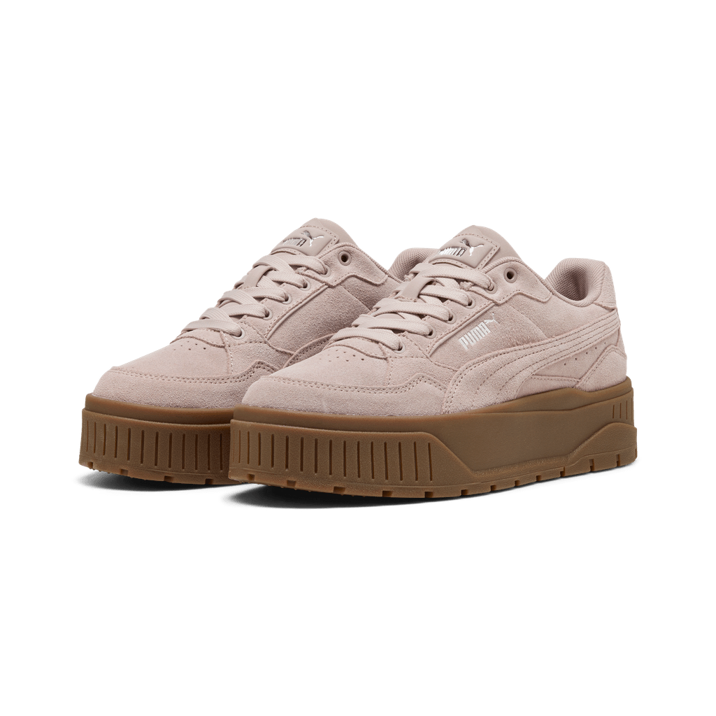 Puma Women's Karmen Idol II Suede Sneakers in Rose Latte color, with a soft suede upper and classic athletic design.