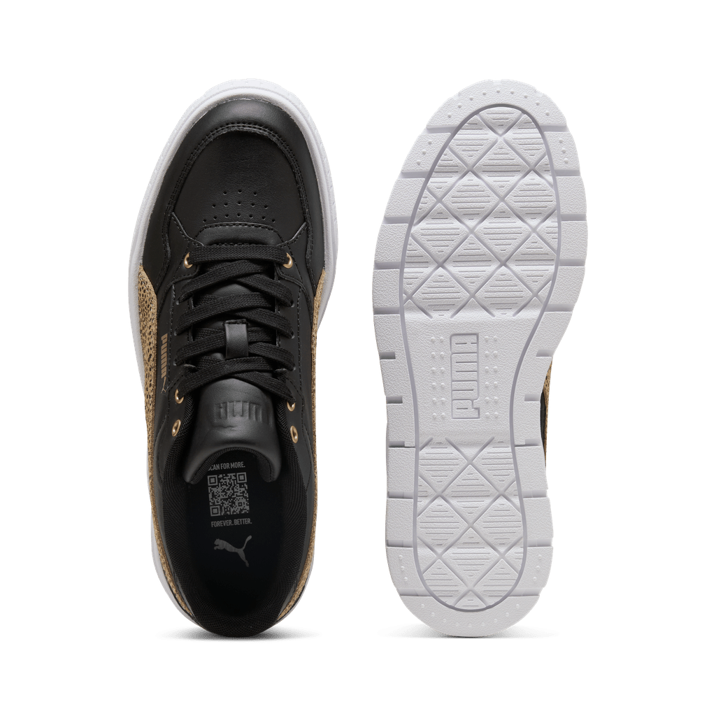 Puma Womens Karmen II Idol Topcat sneakers in black and white with breathable mesh and stylish design.